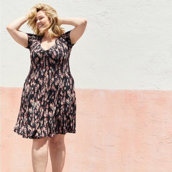 torrid Dresses & Skirts - Torrid | Super Soft Knit Black Graphic Dress V-neck